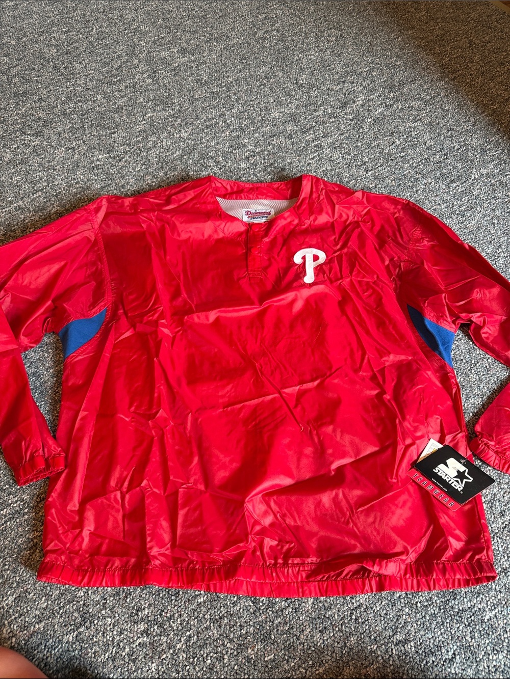 STARTER Red Windbreaker with Blue Panels and White P Logo